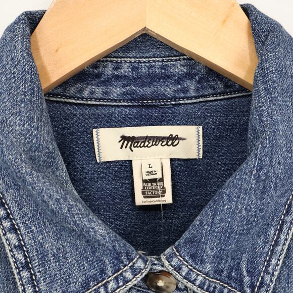 Madewell Denim Boxy Shirtdress Demarco Wash Blue Size Large NWT - Picture 4 of 9